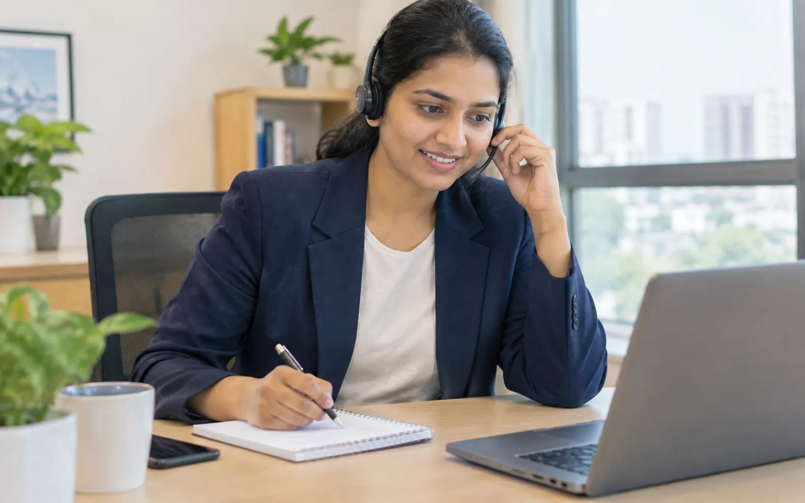 Legal Savvy loan settlement expert taking a client call
