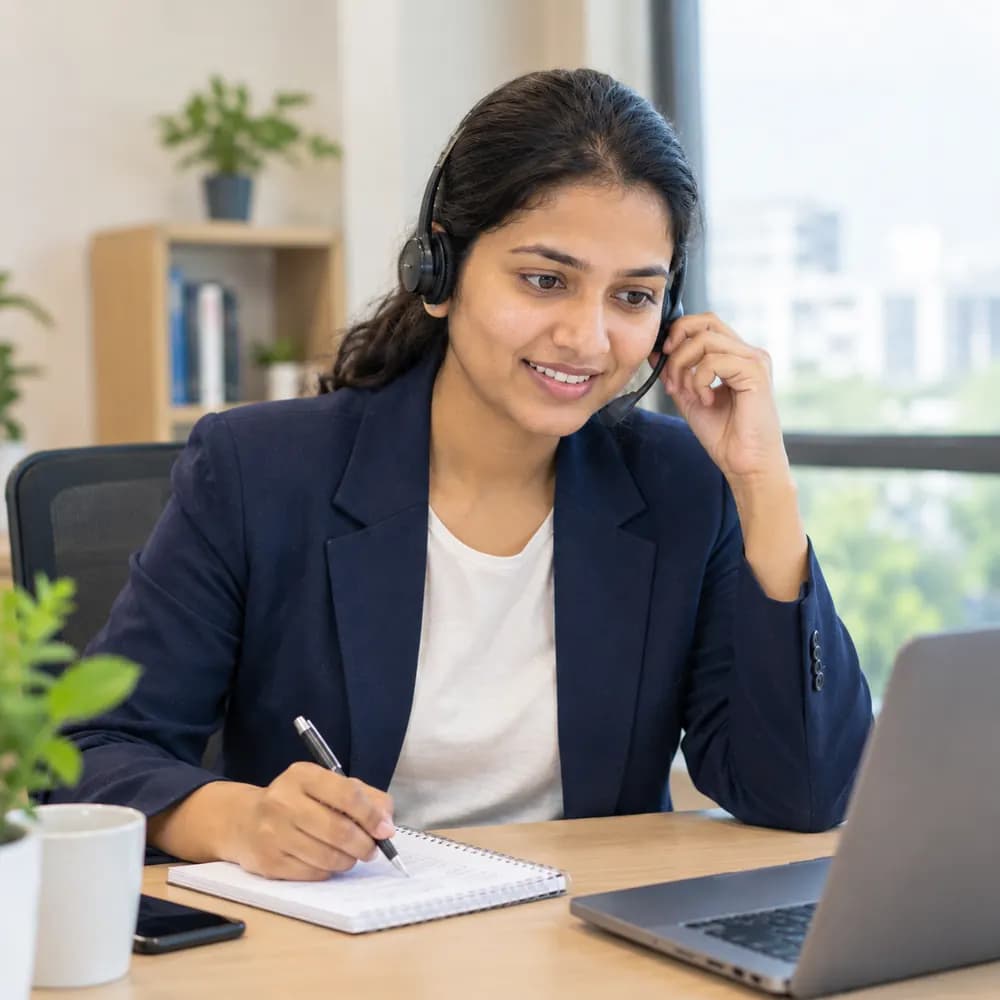 Legal Savvy loan settlement expert taking a client call