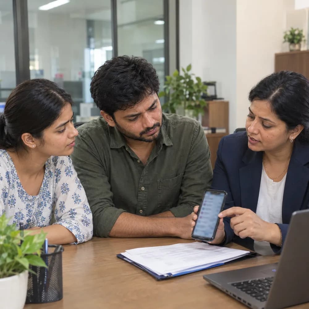 Legal expert helping a young borrower with app loan settlement and loan app harassment