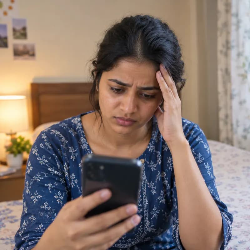 Young borrower worried about loan app recovery messages