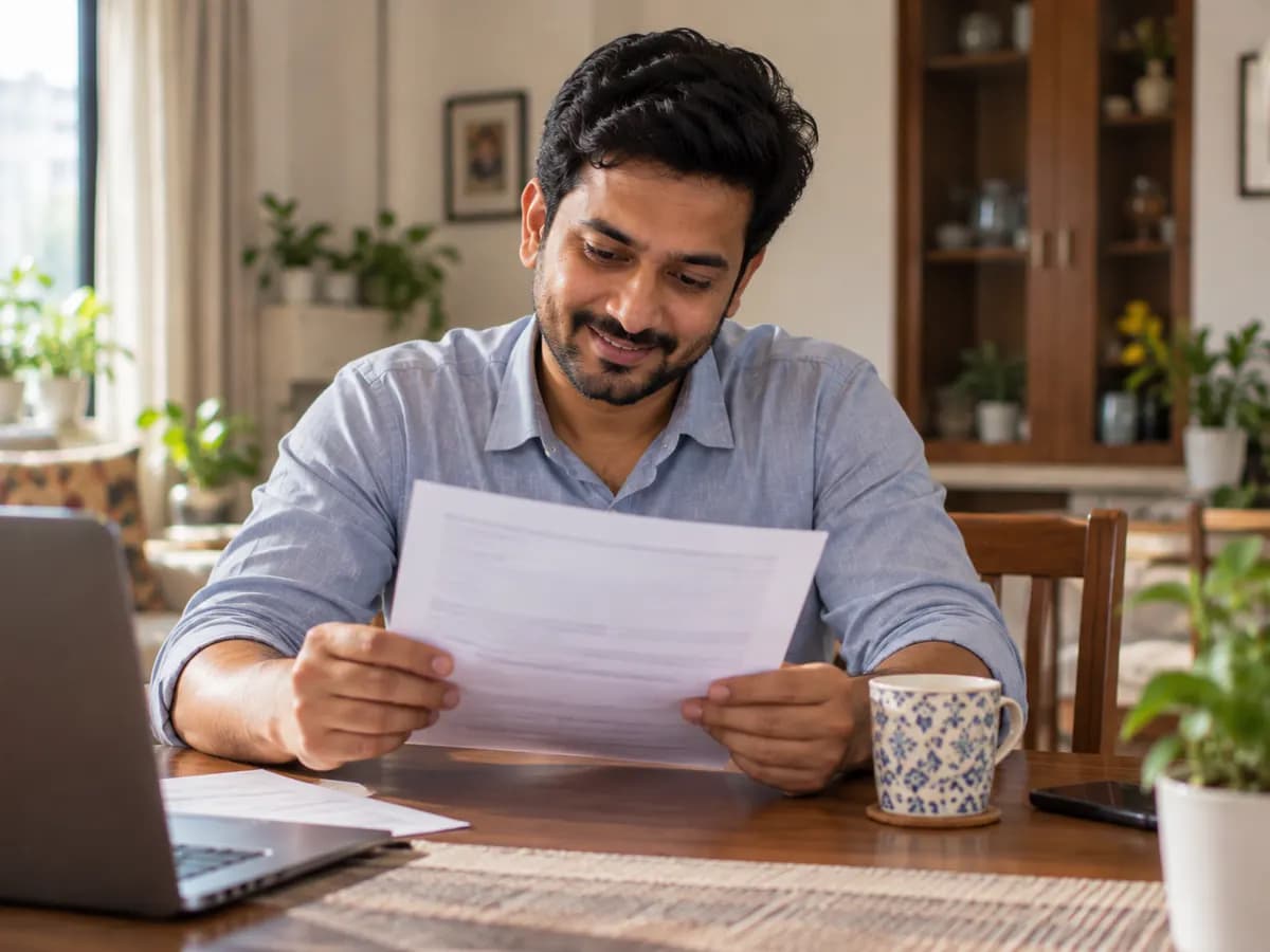 Borrower relieved after personal loan settlement, holding the settlement letter