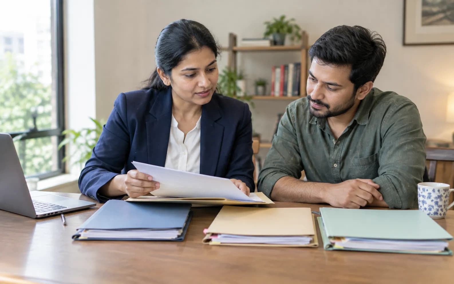 Legal expert reviewing loan files from different banks and NBFCs for loan settlement