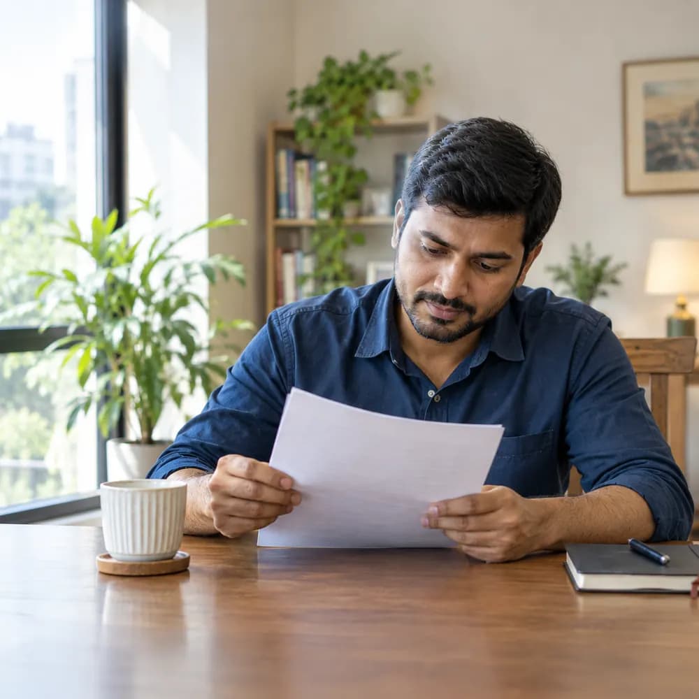 Borrower reading a loan settlement guide at home